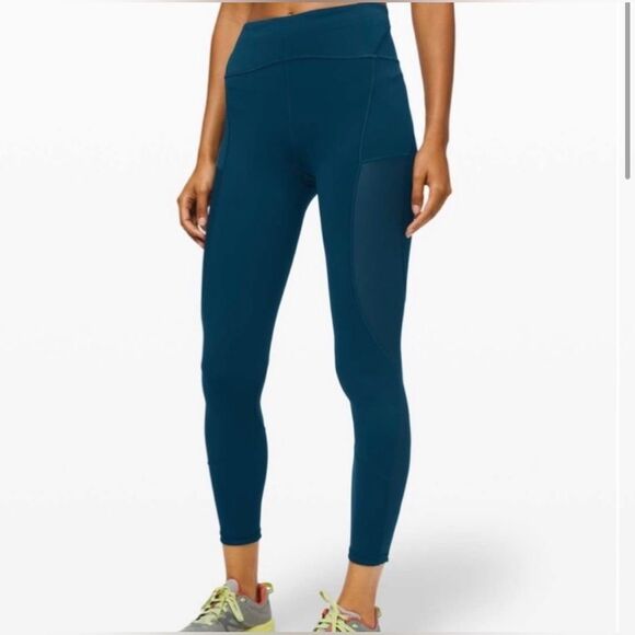 LuLuLemon Always Airy dark teal Blue Leggings, size 2; GREAT CONDITION! - Picture 3 of 8